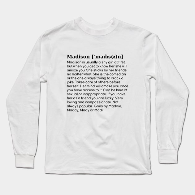 madison name definition (white) Long Sleeve T-Shirt by acatalepsys 